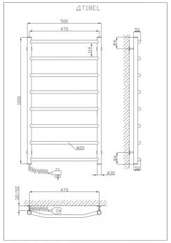 Heated towel rail Trapetsiya 1000x500/8 EL reg.