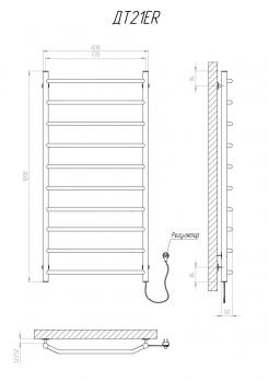 Heated towel rail Trapetsiya 1200x600/10 ER reg.