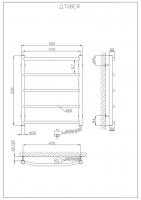 Heated towel rail Trapetsiya 600x500/5 ER taym.