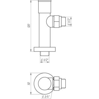 Кран вентильный угловой с американкой  1/2″хром (2шт.КОМПЛЕКТ)