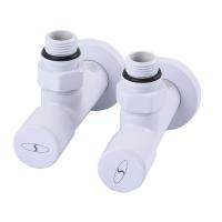 Кран вентильный угловой с американкой для полотенцесушителя 1/2″ (2шт.) WHITE