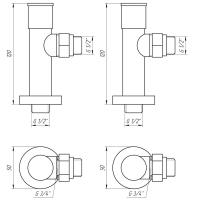 Кран вентильный угловой с американкой для полотенцесушителя 1/2″ (2шт.) WHITE