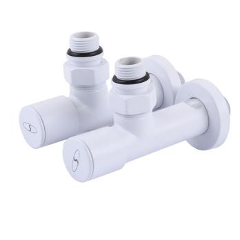 Кран вентильный угловой с американкой для полотенцесушителя 1/2″ (2шт.) WHITE