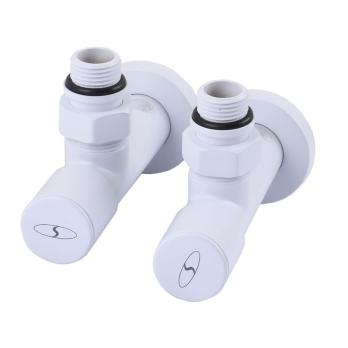 Кран вентильный угловой с американкой для полотенцесушителя 1/2″ (2шт.) WHITE