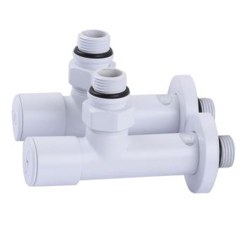 Кран вентильный угловой с американкой для полотенцесушителя 1/2″ (2шт.) WHITE