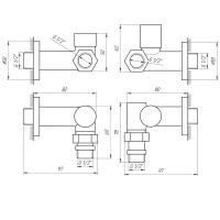 Кран вентильный угловой с американкой  1/2″ белий, под тен (2шт.), WHITE
