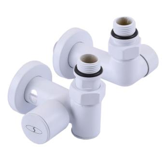 Кран вентильный угловой с американкой  1/2″ белий, под тен (2шт.), WHITE