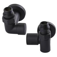 Кран вентильный угловой с американкой  1/2″ черний, под тен (2шт.), BLACK