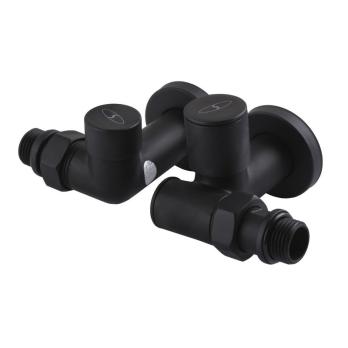 Кран вентильный угловой с американкой  1/2″ черний, под тен (2шт.), BLACK